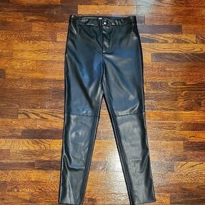 Zara Black Faux Leather Pants Straight Leg Sleek Form-Fitting Design